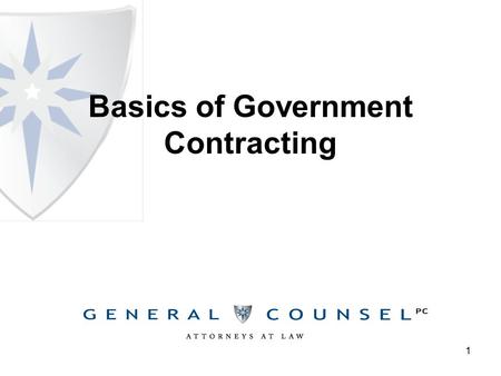 1 Basics of Government Contracting. Federal Procurement Background The U.S. Government is the world’s largest purchaser of goods and services 2.