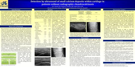 Detection by ultrasound of small calcium deposits within cartilage in patients without radiographic chondrocalcinosis patients without radiographic chondrocalcinosis.