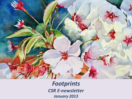 Footprints CSR E-newsletter January 2013. The New Year has arrived! With 2013, we have entered the teens of this century. The teens signify enthusiasm,