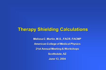 Therapy Shielding Calculations