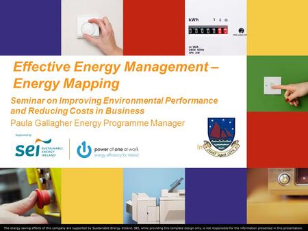 Insert logo here Effective Energy Management – Energy Mapping Seminar on Improving Environmental Performance and Reducing Costs in Business Paula Gallagher.