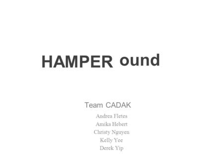 Team CADAK Andrea Fletes Amika Hebert Christy Nguyen Kelly Yee Derek Yip HAMPER ound.