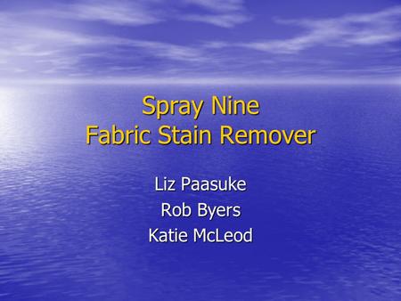 Spray Nine Fabric Stain Remover Liz Paasuke Rob Byers Katie McLeod.