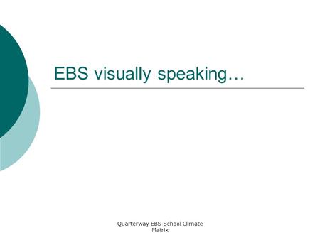 Quarterway EBS School Climate Matrix EBS visually speaking…