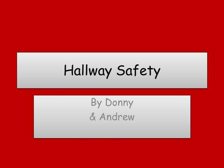 Hallway Safety By Donny & Andrew By Donny & Andrew.