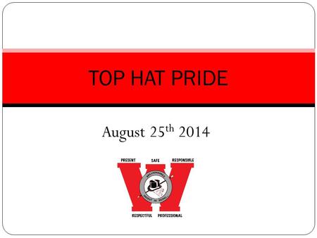 August 25 th 2014 TOP HAT PRIDE. In order to keep the privileges we like, we must earn them by upholding our expectations and policies. Overall Expectations.