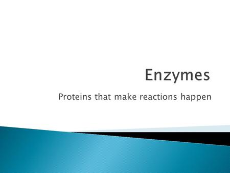 Proteins that make reactions happen. Metabolism: the complete set of chemical reactions occurring in cells  Anabolism: using energy to build macromolecules.