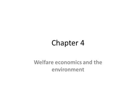 Welfare economics and the environment