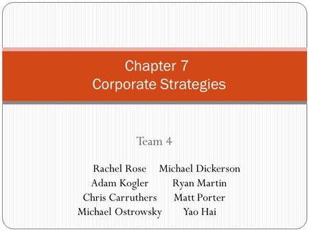 Chapter 7 Corporate Strategies