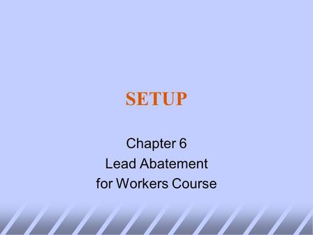 SETUP Chapter 6 Lead Abatement for Workers Course.