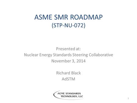 ASME SMR ROADMAP (STP-NU-072)