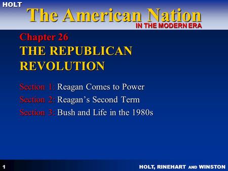 Chapter 26 THE REPUBLICAN REVOLUTION