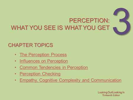 Perception: what you see is what you get