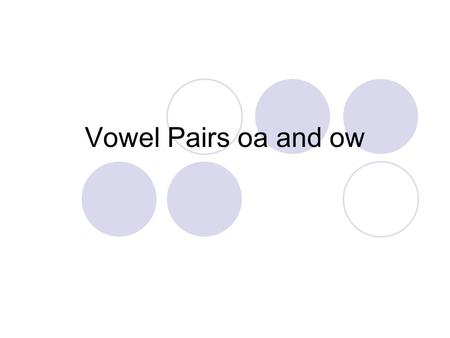 Vowel Pairs oa and ow. Say the word lean. Replace the /e/ sound with the /o/ sound. What word do you have now? loan.