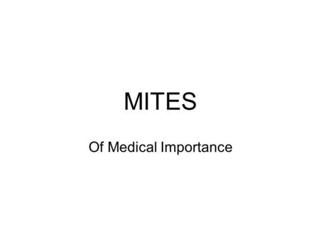 MITES Of Medical Importance.