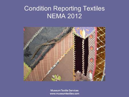 Museum Textile Services www.museumtextiles.com Condition Reporting Textiles NEMA 2012.