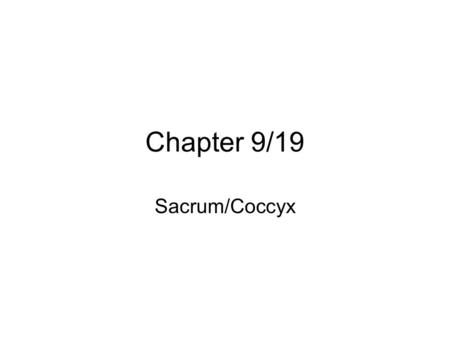 Chapter 9/19 Sacrum/Coccyx. Sacrum 5 fused vertebrae 4 sets of ________________ –Pelvic (Anterior) & Posterior.