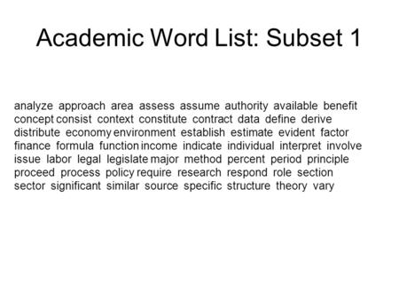 Academic Word List: Subset 1