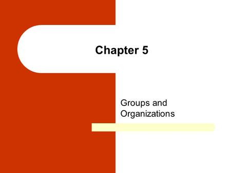 Groups and Organizations