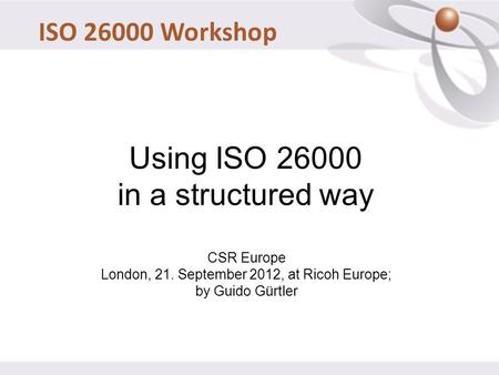 Using ISO in a structured way