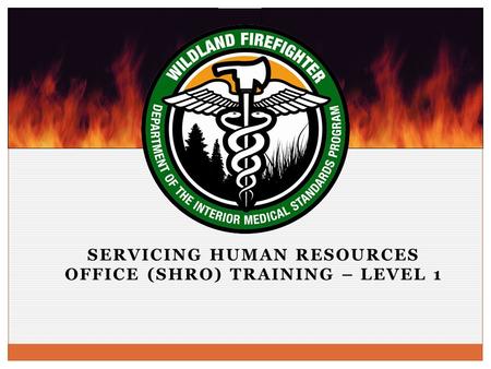SERVICING HUMAN RESOURCES OFFICE (SHRO) TRAINING – LEVEL 1.