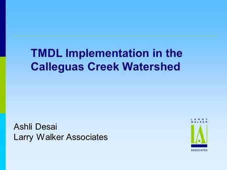 TMDL Implementation in the Calleguas Creek Watershed Ashli Desai Larry Walker Associates.