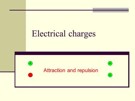 Electrical charges Attraction and repulsion + + + -
