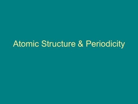 Atomic Structure & Periodicity. Electromagnetic Radiation.