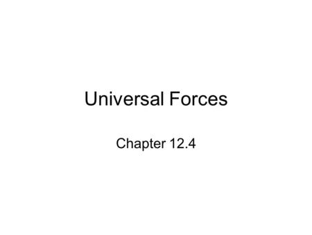 Universal Forces Chapter 12.4. Electromagnetic Forces Electric Forces Magnetic Forces They are the only forces that can both attract and repel.