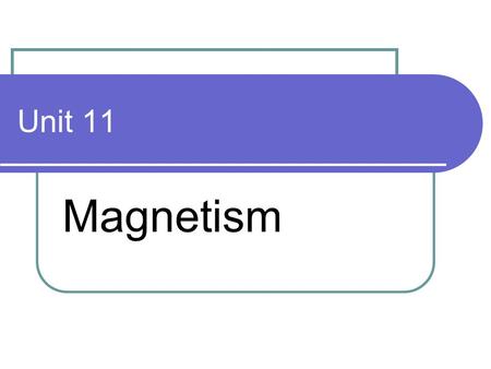 Unit 11 Magnetism.
