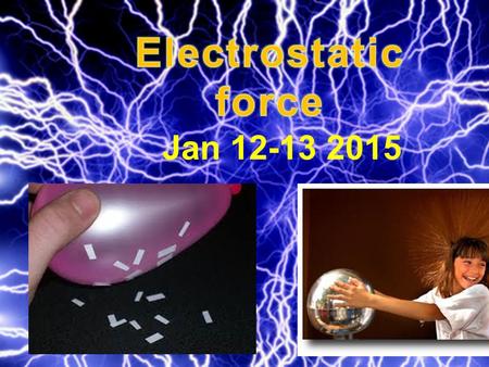 Jan 12-13 2015. Quick Review: What do we already know about the electrostatic force? The electrostatic force is the force between stationary charges.