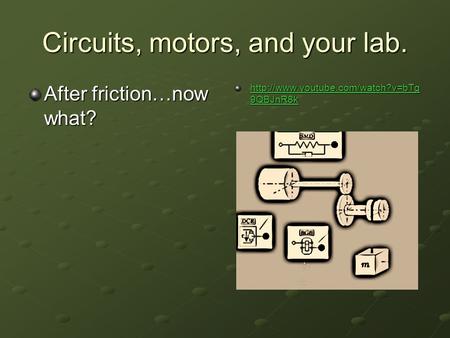 Circuits, motors, and your lab. After friction…now what?  9QBJnR8k  9QBJnR8k.