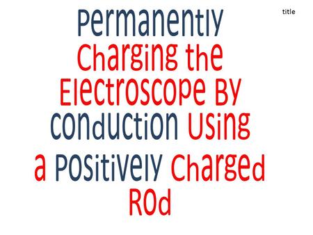 Permanently Charging the Electroscope By conduction Using a Positively Charged Rod title.