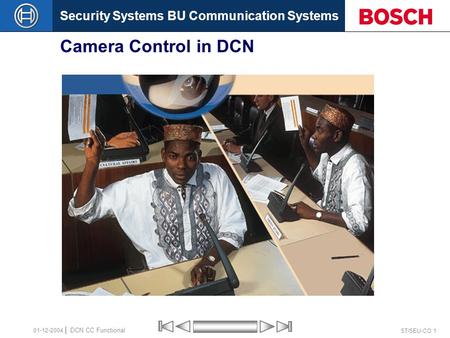 Security Systems BU Communication Systems ST/SEU-CO 1 DCN CC Functional 01-12-2004 Camera Control in DCN.