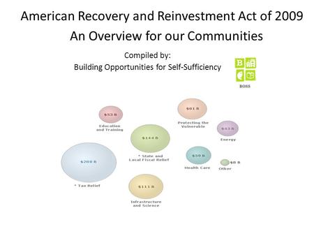 American Recovery and Reinvestment Act of 2009 An Overview for our Communities Compiled by: Building Opportunities for Self-Sufficiency.