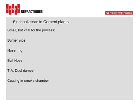 5 critical areas in Cement plants
