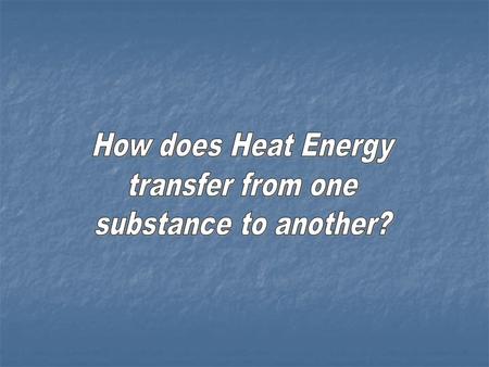 How does Heat Energy transfer from one substance to another?
