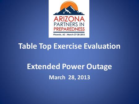 Table Top Exercise Evaluation Extended Power Outage