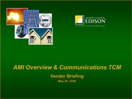 Vendor Briefing May 26, 2006 AMI Overview & Communications TCM.