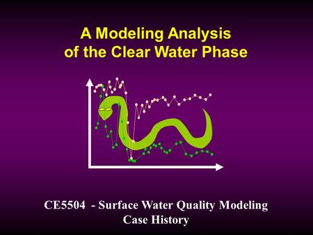 A Modeling Analysis of the Clear Water Phase CE5504 - Surface Water Quality Modeling Case History.