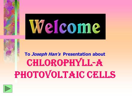 To Joseph Han’s Presentation about Chlorophyll-A Photovoltaic Cells.