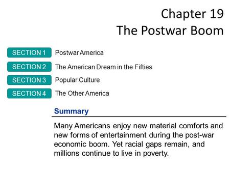 Chapter 19 The Postwar Boom