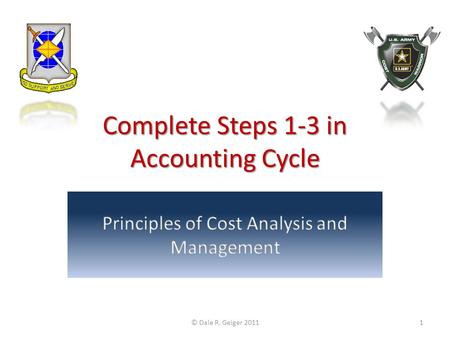 Complete Steps 1-3 in Accounting Cycle © Dale R. Geiger 20111.