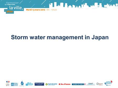 Logos Storm water management in Japan. Logos Urbanization led to increased runoff ratio Downtown of Tokyo 2 Total Floor Area (1000 m2) Increasing Risk.