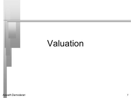 Aswath Damodaran1 Valuation. Aswath Damodaran2 Intuition Behind Present Value There are three reasons why a dollar tomorrow is worth less than a dollar.