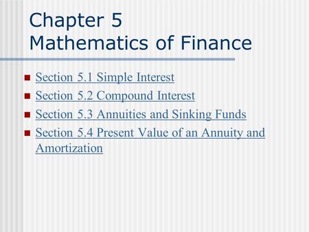 Chapter 5 Mathematics of Finance