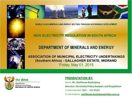 ASSOCIATION OF MUNICIPAL ELECTRICITY UNDERTAKINGS (Southern Africa) - GALLAGHER ESTATE, MIDRAND ASSOCIATION OF MUNICIPAL ELECTRICITY UNDERTAKINGS (Southern.