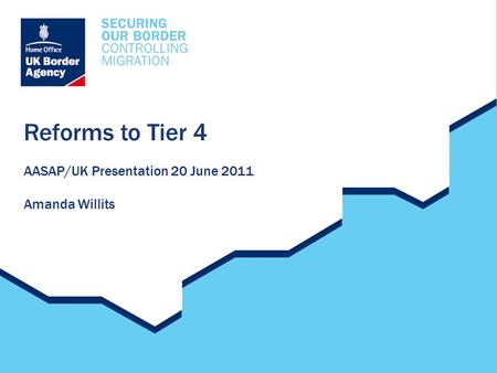 Reforms to Tier 4 AASAP/UK Presentation 20 June 2011 Amanda Willits.