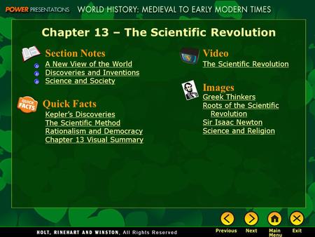 Chapter 13 – The Scientific Revolution