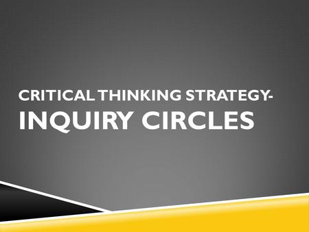 CRITICAL THINKING STRATEGY- INQUIRY CIRCLES. Corner One  Have never heard of Inquiry Circles Corner Two  Have heard of ‘The Inquiry Circles’ but have.